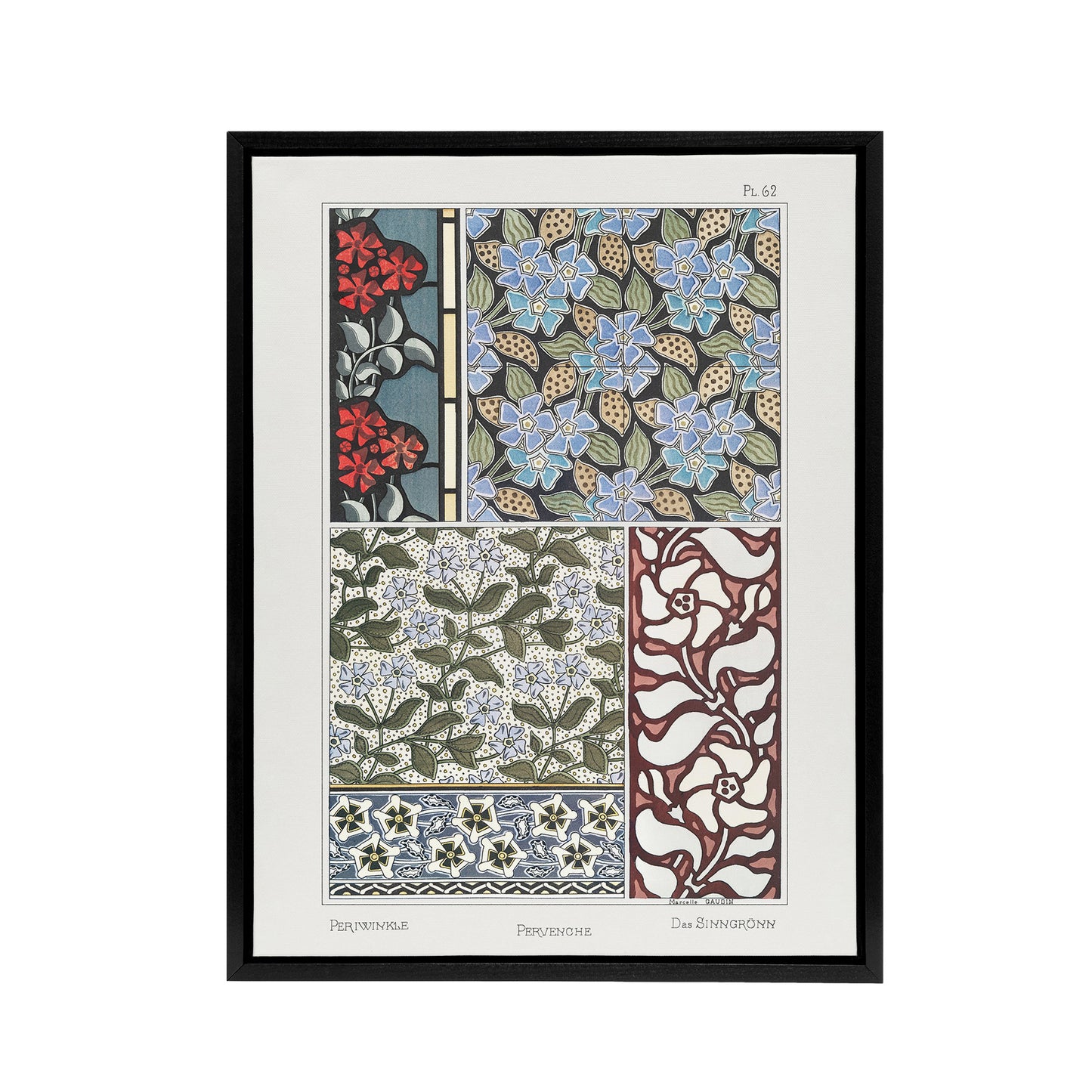 Periwinkle Flower Pattern Framed Canvas Wall Art Print Verneuil
