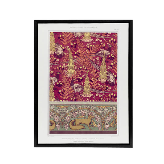 Flowers Pheasants Foxes Patterns Framed Canvas Wall Art Print Verneuil