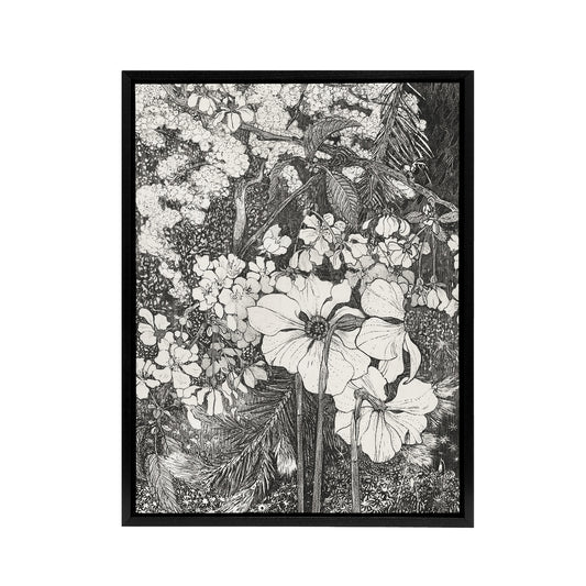 Spring Flowers Black and White Framed Canvas Wall Art Print van Hoytema
