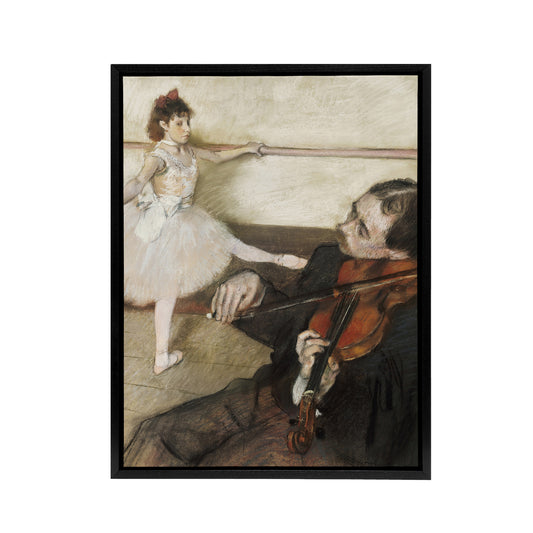 Dance Lesson with Violinist Edgar Degas Vintage Framed Canvas Wall Art