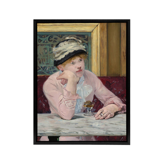 Plum Brandy Woman Portrait Manet Vintage Black Framed Canvas Wall Art