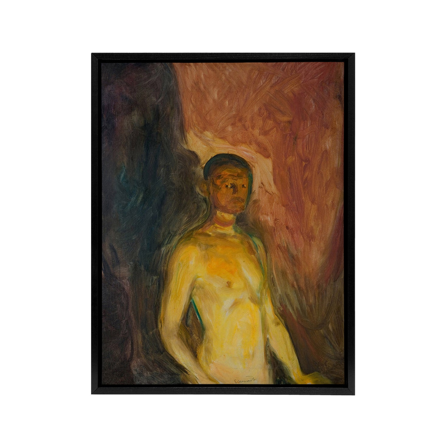 Artist Self Portrait in Hell Munch Vintage Black Framed Canvas Wall Art