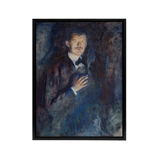 Self Portrait with Cigarette Munch Vintage Black Framed Canvas Wall Art