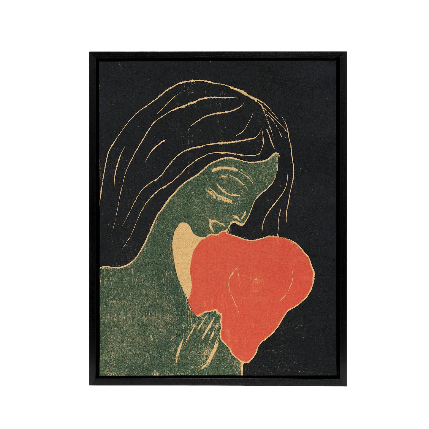 The Heart Hjertet Painting Munch Vintage Black Framed Canvas Wall Art