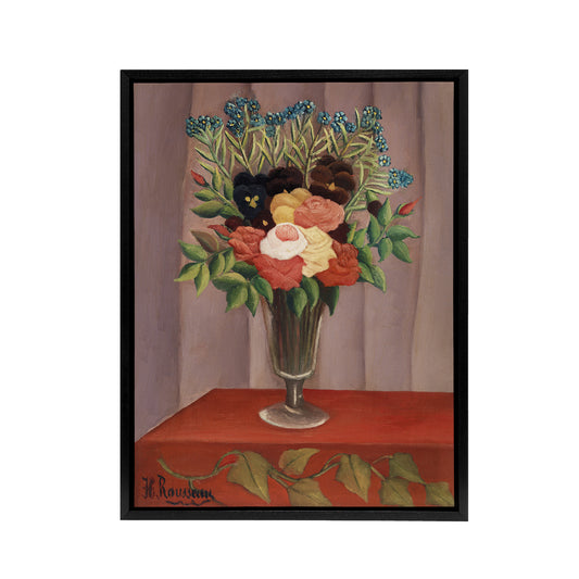 Bouquet of Flowers in a Vase Rousseau Vintage Framed Canvas Wall Art