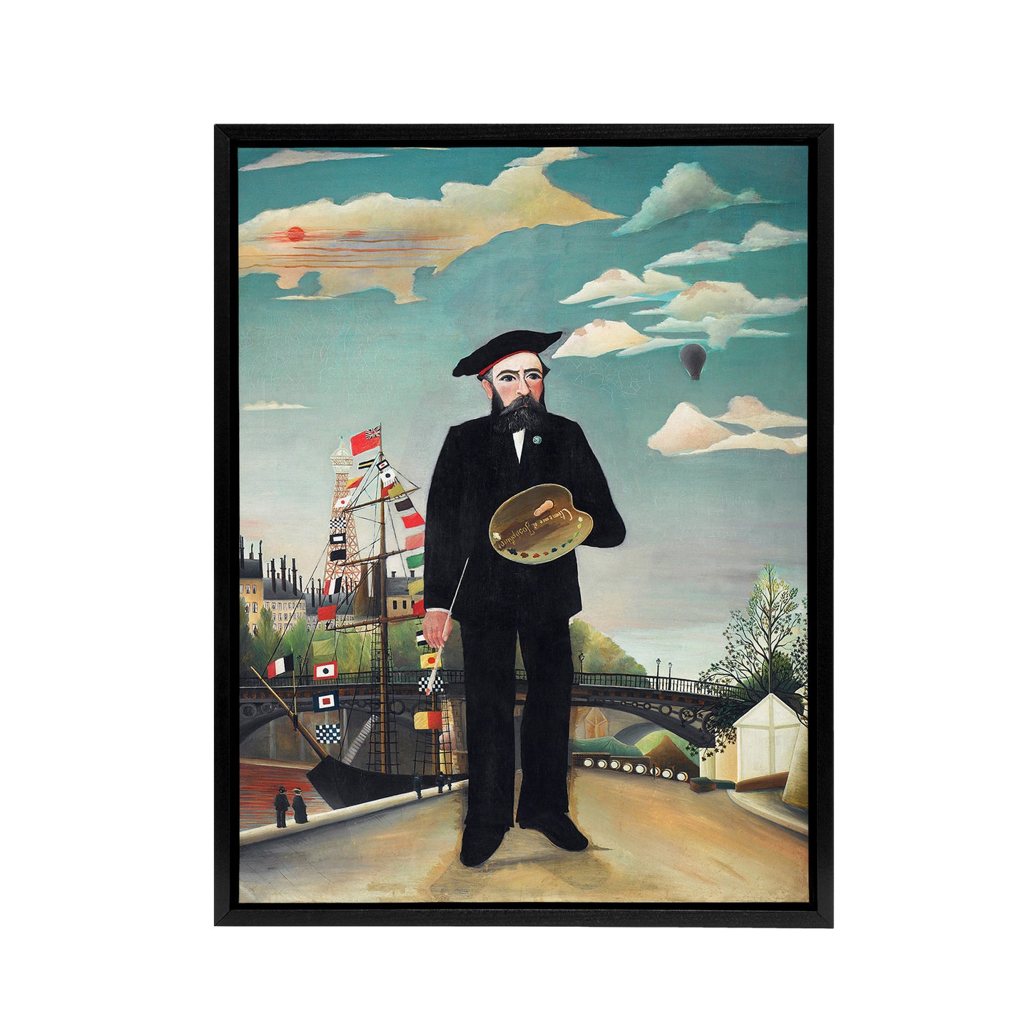 Myself Portrait Landscape Rousseau Vintage Black Framed Canvas Wall Art