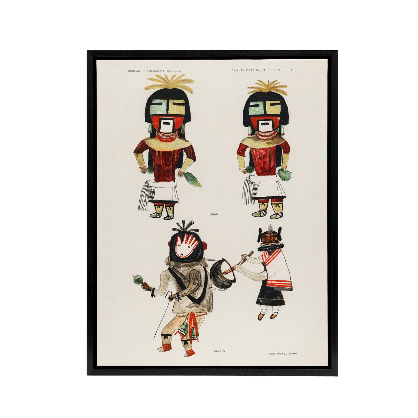 Hopi Kachinas Hopi Native Vintage Black Framed Canvas Wall Art