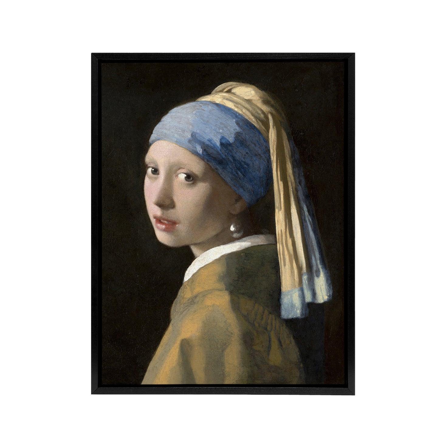 Girl with a Pearl Earring Vermeer Vintage Black Framed Canvas Wall Art