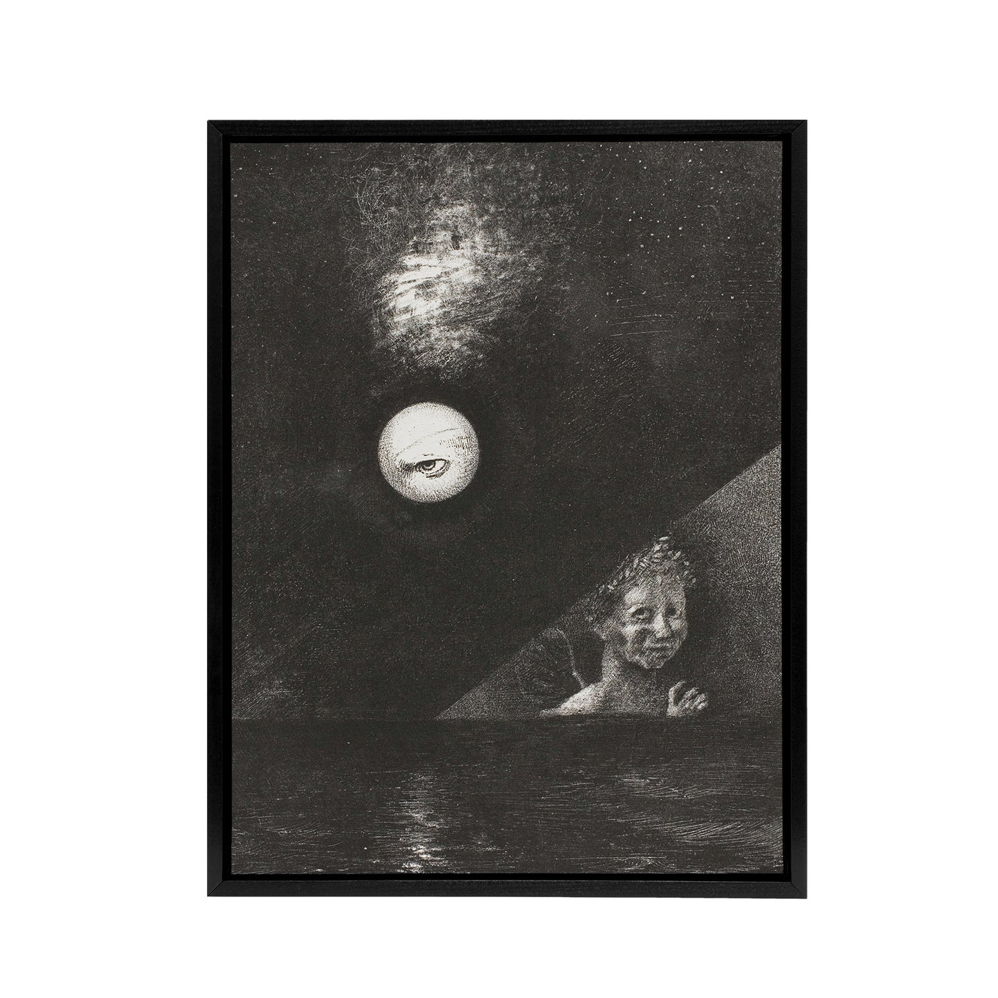 Angel of Certitude and Questioning Eye Redon Black Framed Canvas Wall Art