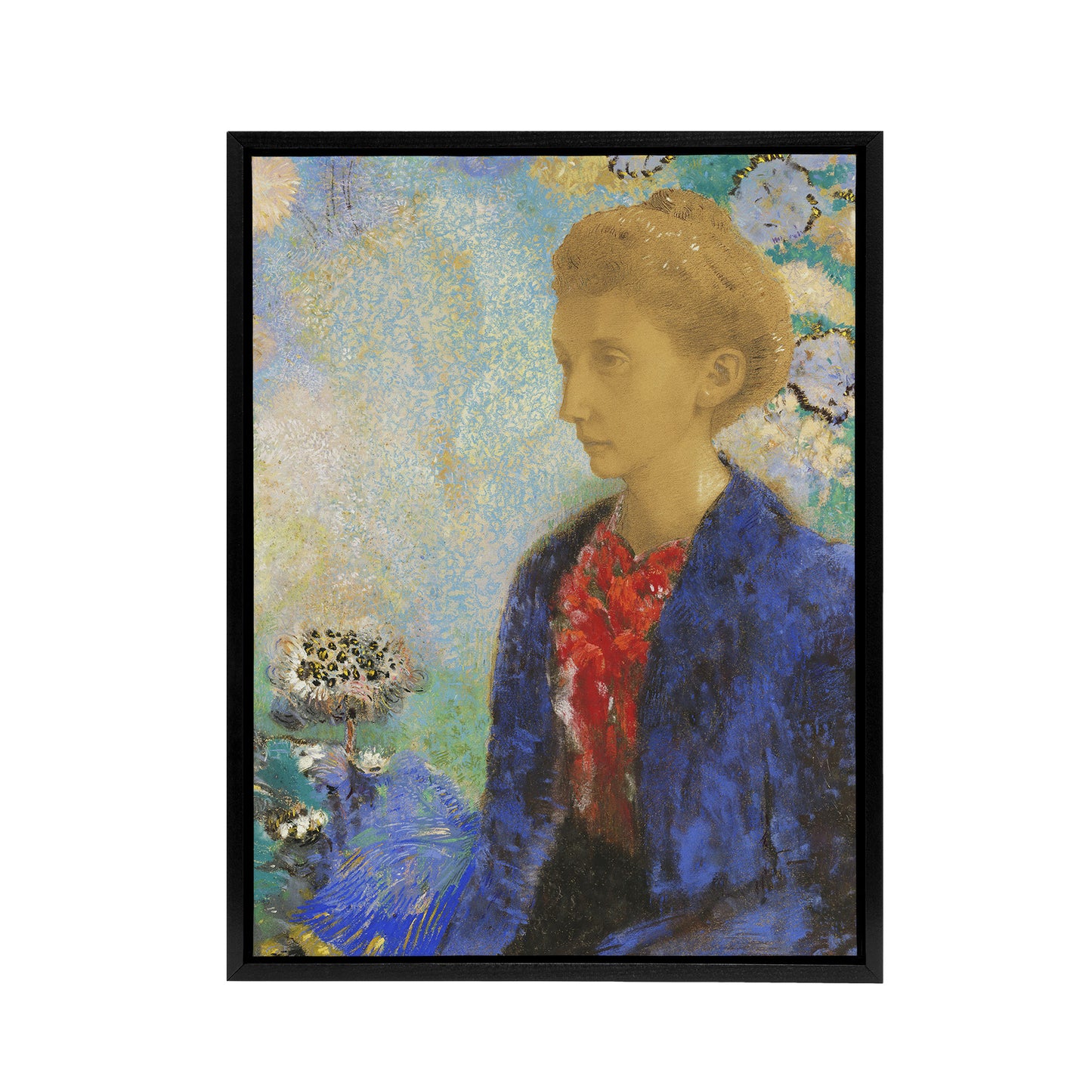 Baroness of Domecy Portrait Redon Vintage Black Framed Canvas Wall Art
