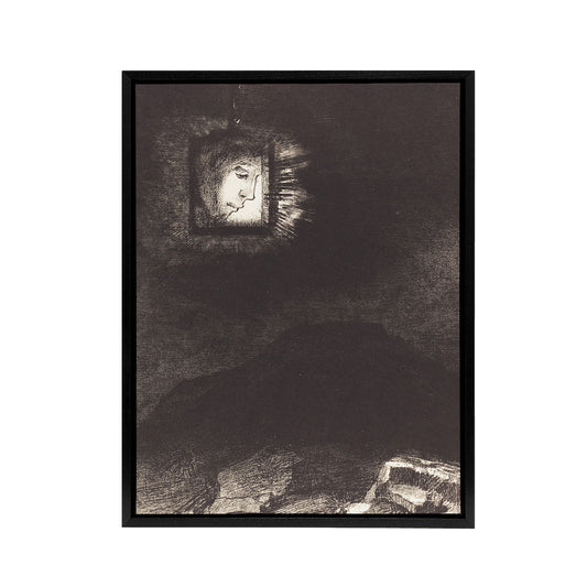 Glimmering Head Suspended Redon Vintage Black Framed Canvas Wall Art