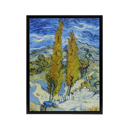 The Poplars at Saint Remy Van Gogh Vintage Black Framed Canvas Wall Art