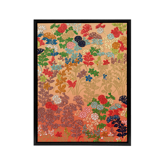 Floral Japanese Fan Pattern G A Audsley Vintage Framed Canvas Wall Art