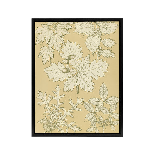 Oak Leaves and Acorns Botanical Jones Vintage Framed Canvas Wall Art