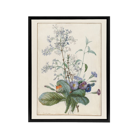 Bouquet of Flowers with Insects Redoute Vintage Framed Canvas Wall Art