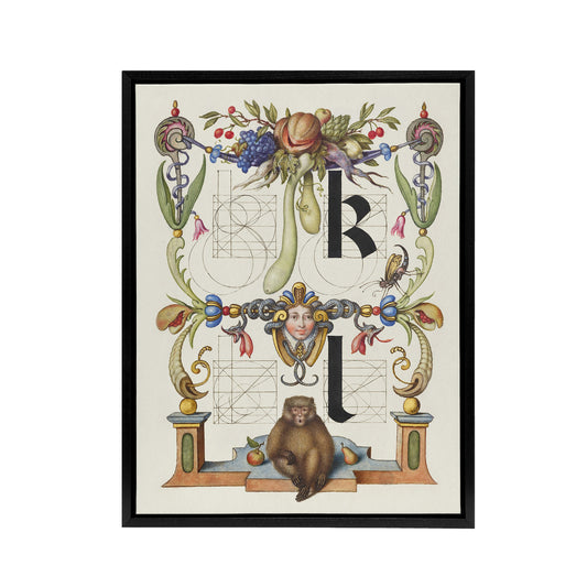 Pictorial Letter Guide K and l Calligraphy Framed Canvas Wall Art Print