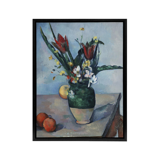 The Vase of Tulips Still Life Painting Cezanne Framed Canvas Wall Art Print