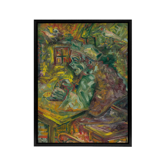 At the Table Bold Colourful Kubincan Black Framed Canvas Wall Art Print