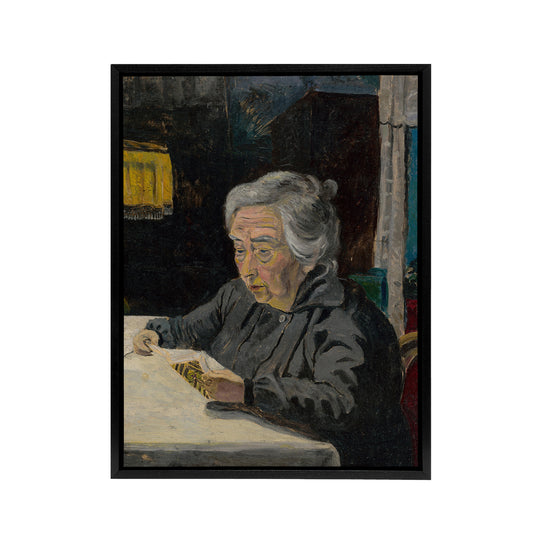 Old Lady Reading Grandmother Portrait Kubincan Framed Canvas Wall Art