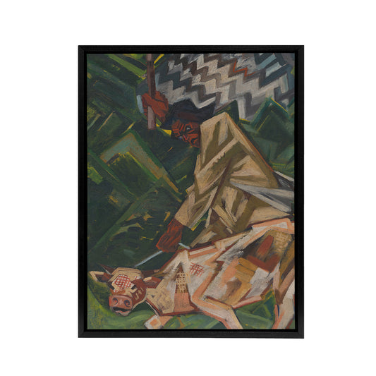 Opposite Abstract Geometric Kubincan Black Framed Canvas Wall Art Print