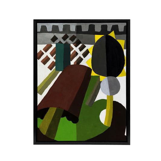 The Inn Abstract Landscape Painting Dove Black Framed Canvas Wall Art