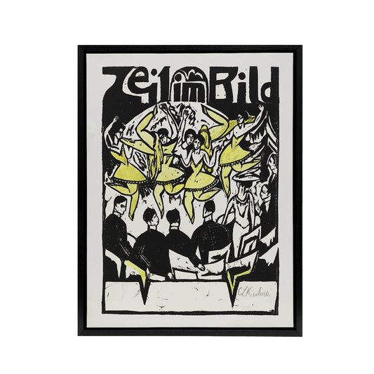Female Dancers At The Ice Palace Kirchner Black Framed Canvas Wall Art