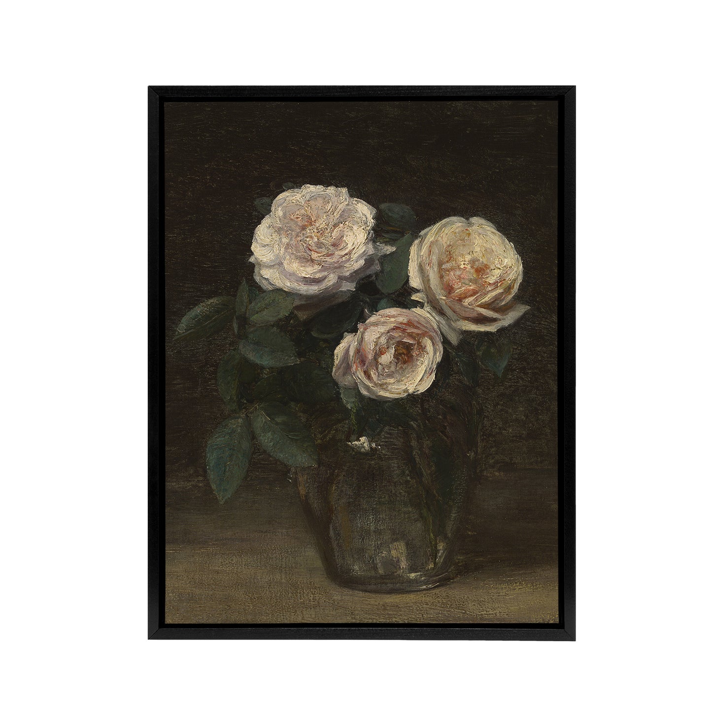 Still Life with Roses in Vase Latour Black Framed Canvas Wall Art Print