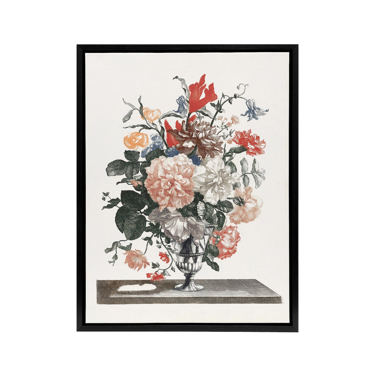 Flower Bouquet In A Glass Vase Johan Teyler Black Framed Canvas Wall Art