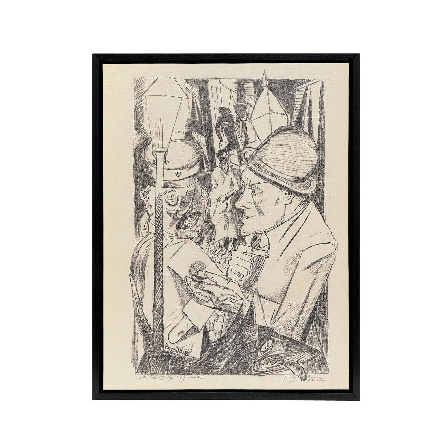 War Veteran The Way Home Max Beckmann Black Framed Canvas Wall Art Print