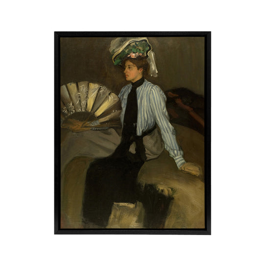 Alfred Henry Maurer Young Woman With Fan Black Framed Canvas Wall Art Print