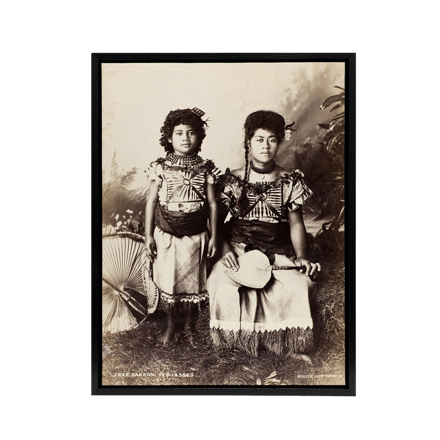 Burton Brothers Photograph of Samoan Princesses Black Framed Canvas Art Print