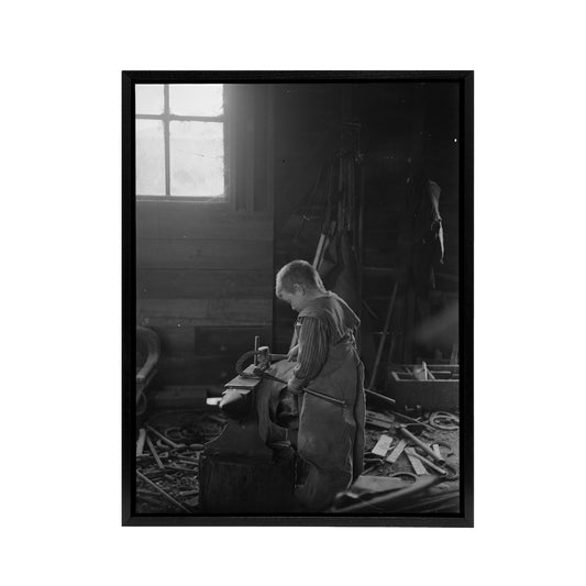 Fred Brockett Blacksmiths Apprentice Boy Photograph Black Framed Canvas Art