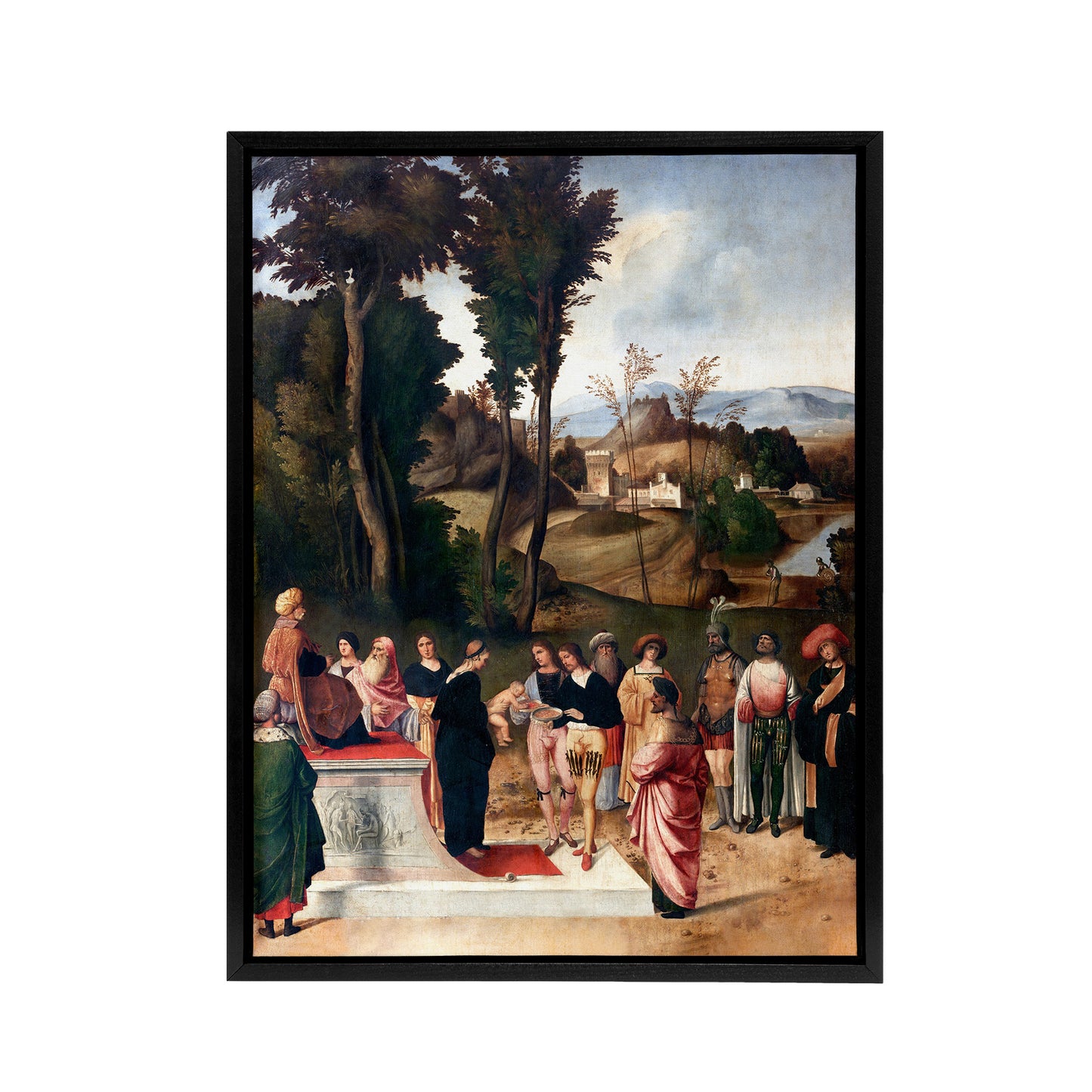 Giorgione Moses Undergoing Trial by Fire Black Framed Canvas Wall Art Print