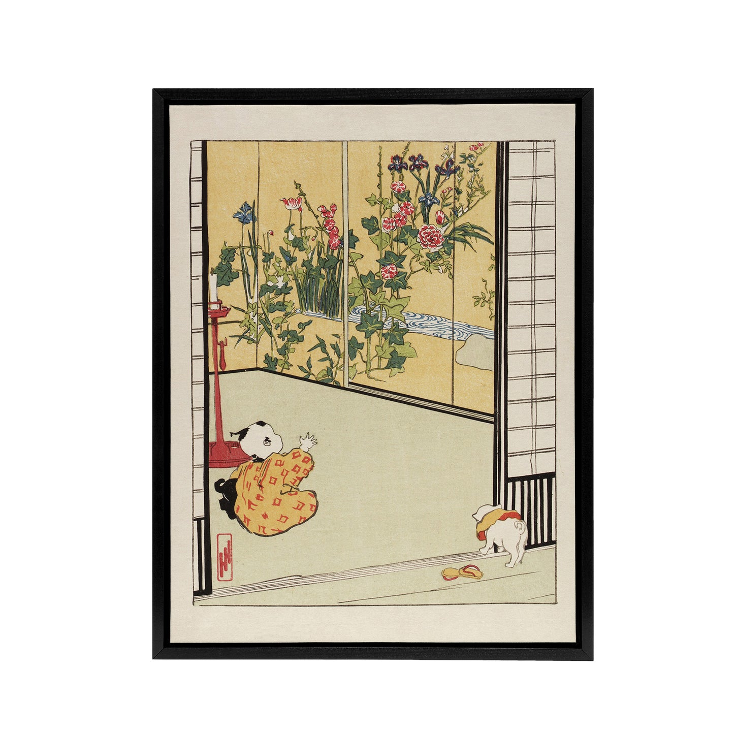 Helen Hyde Japanese Home Interior Decoration Black Framed Canvas Wall Art Print