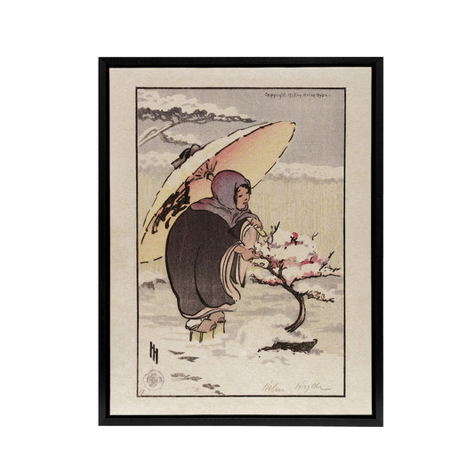Helen Hyde Little Pink Plum and a Young Woman Black Framed Canvas Art Print