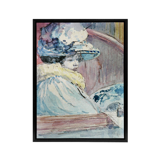 Henry Somm Woman in a Lodge Watercolour Portrait Black Framed Canvas Art Print