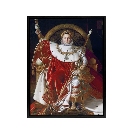 J A D Ingres Napoleon I on His Imperial Throne Black Framed Canvas Art Print