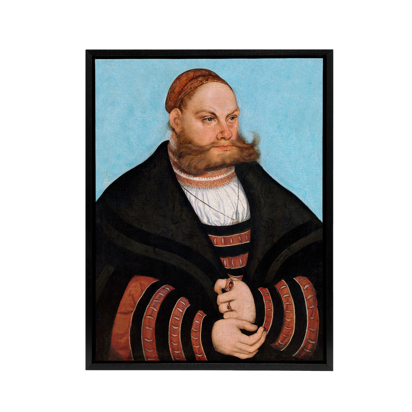 Lucas Cranach Portrait of Lukas Spielhausen Black Framed Canvas Wall Art Print