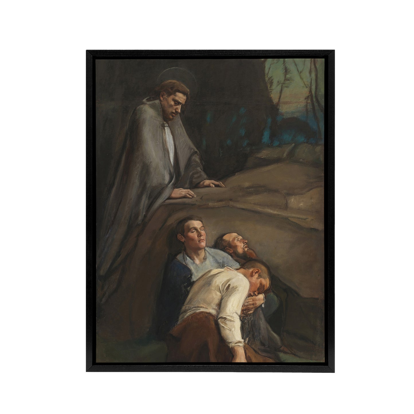 Magnus Enckell Prayer in the Garden of Gethsemane Black Framed Canvas Art Print