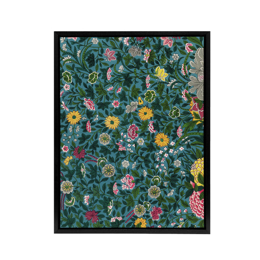 Owen Jones Colourful Chinese Botanical Pattern Black Framed Canvas Art Print