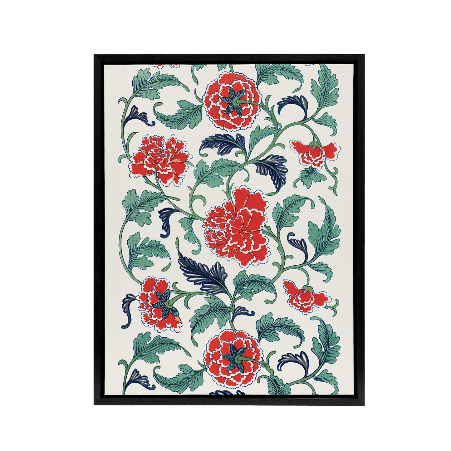 Owen Jones Elegant Red Flower Filigree Pattern Black Framed Canvas Art Print