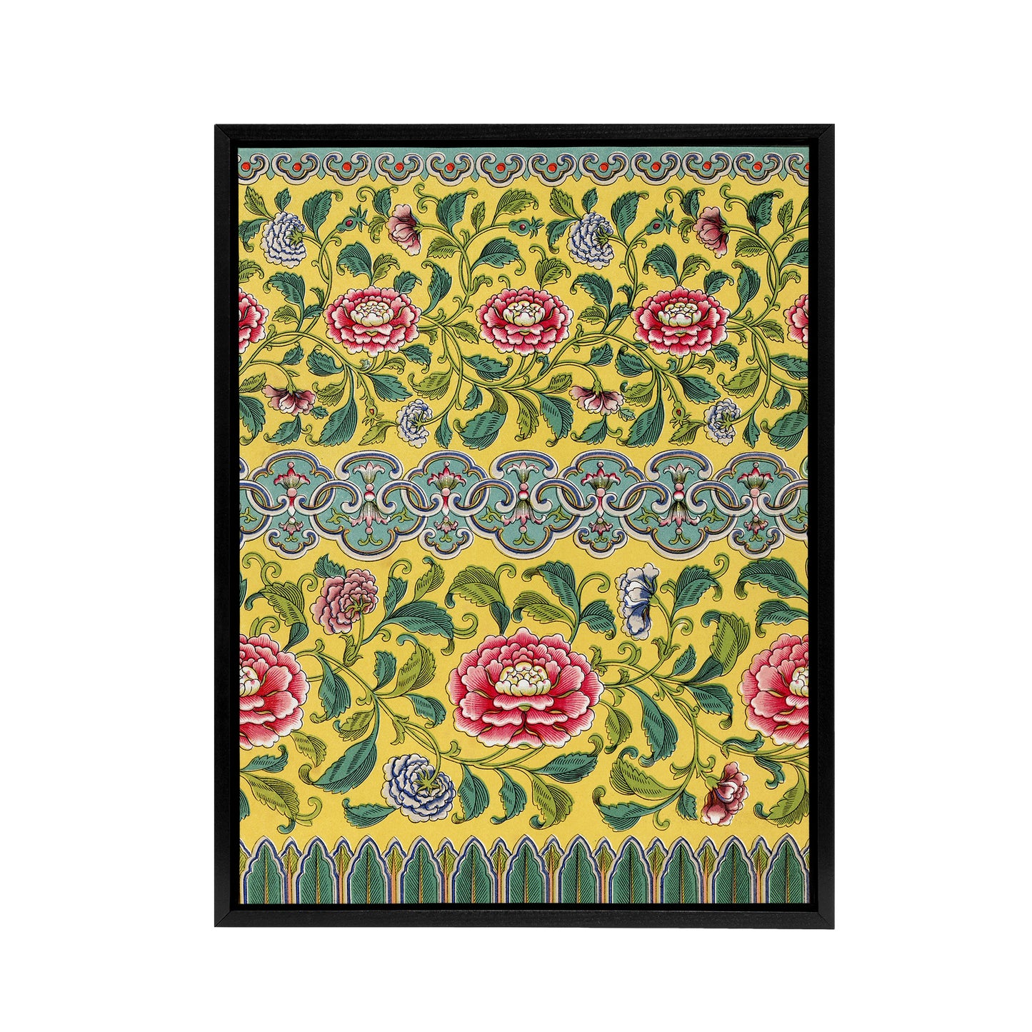 Owen Jones Colourful Ornamental Flower Pattern Black Framed Canvas Art Print
