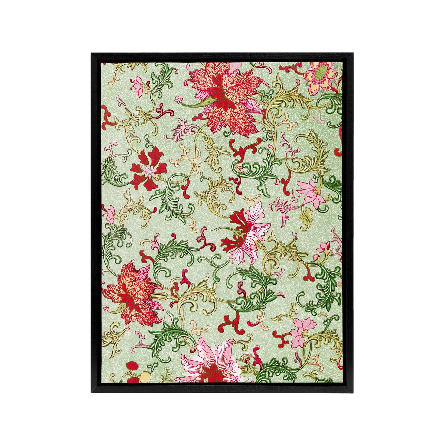 Owen Jones Art Nouveau Pink Flower Pattern Black Framed Canvas Wall Art Print