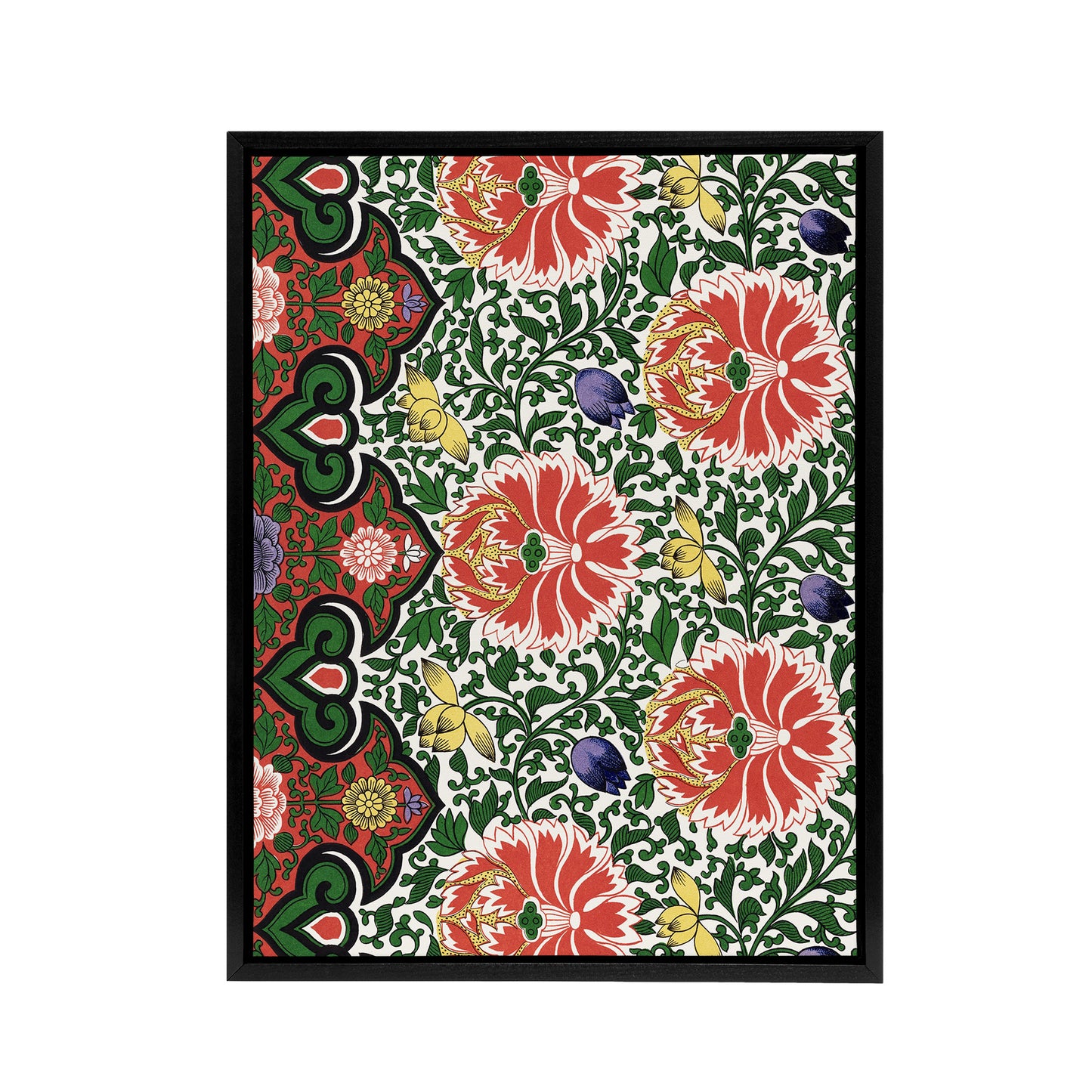 Owen Jones Vintage Arabesque Floral Pattern Black Framed Canvas Wall Art Print