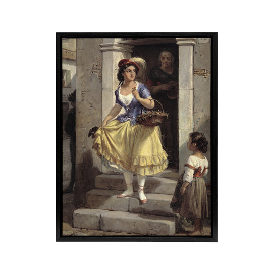 Wilhelm Marstrand An Italian Woman Goes to Carnival Black Framed Canvas Art