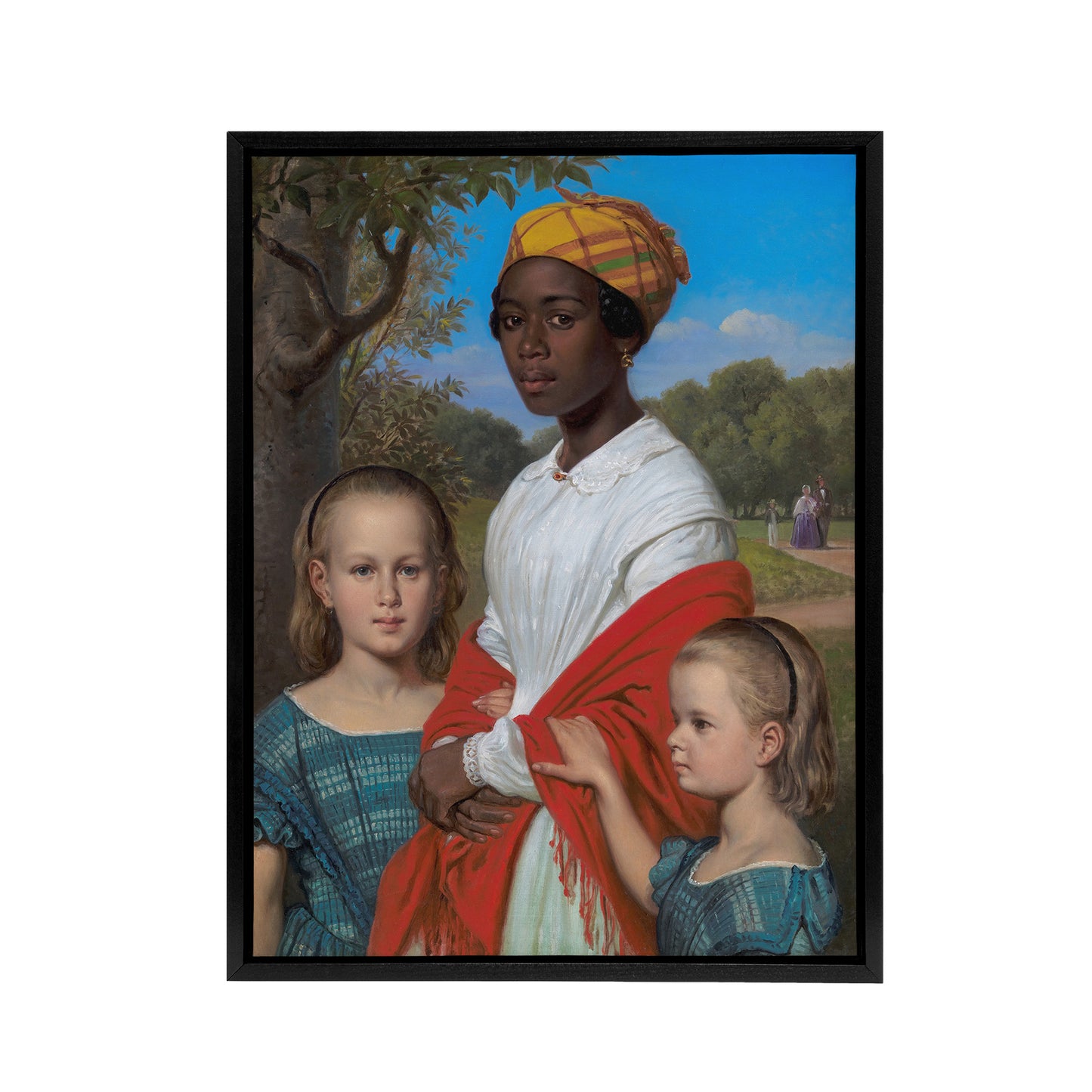 Wilhelm Marstrand Daughters and West Indian Nanny Black Framed Canvas Art Print