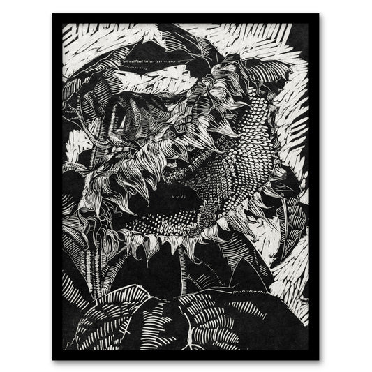 Reijer Stolk Sunflower Abstract Black White Flower Framed Wall Art Print