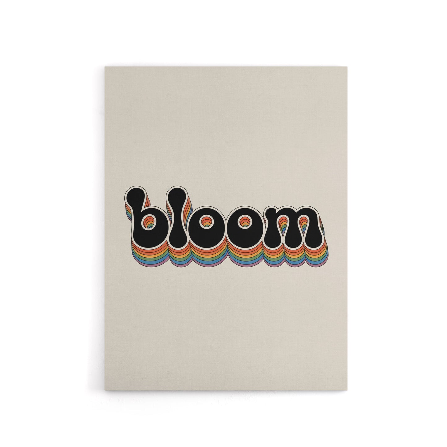 Bloom Colourful Retro Rainbow Font Typography Canvas Wall Art Print