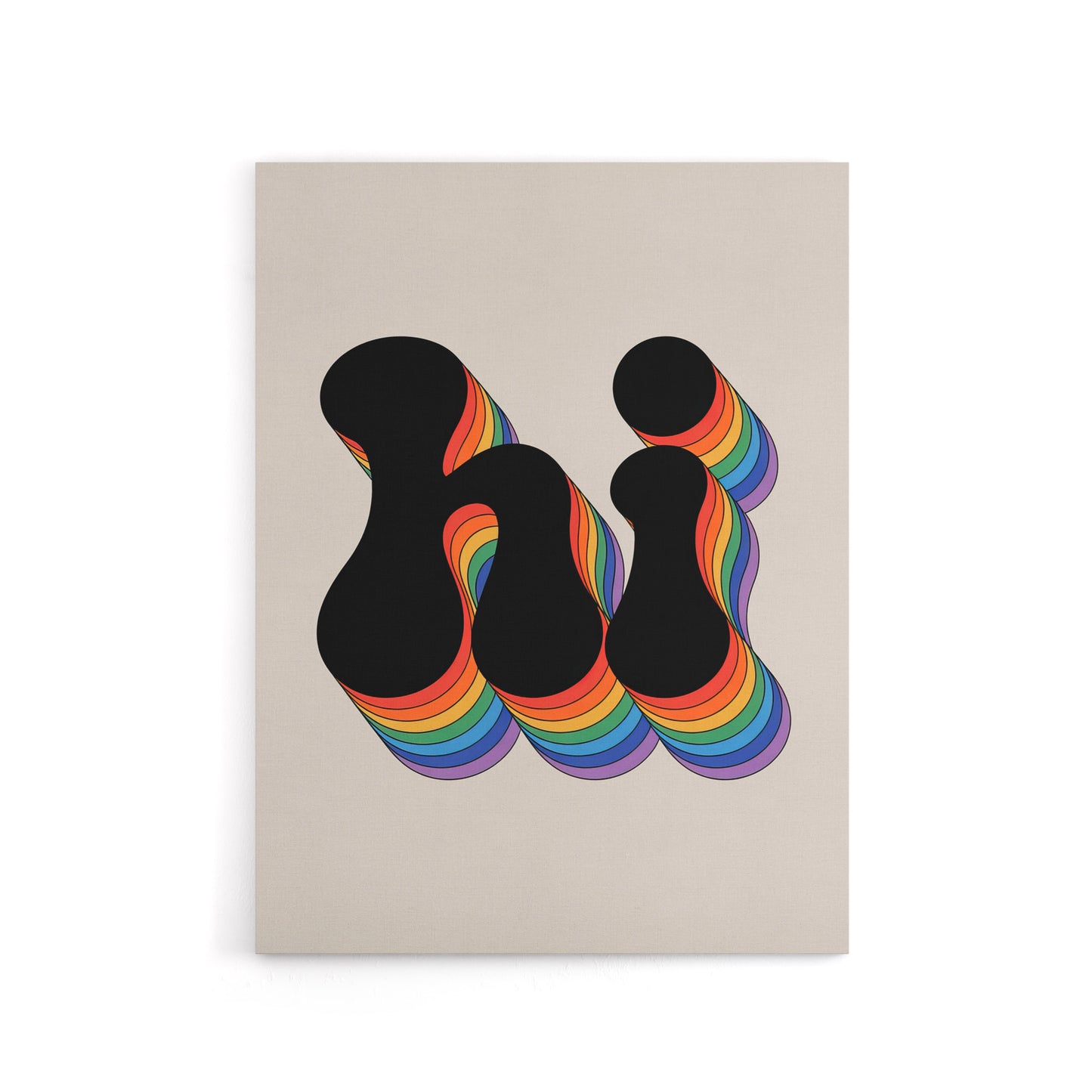 Hi Vibrant Retro Rainbow Font Typography Word Canvas Wall Art Print