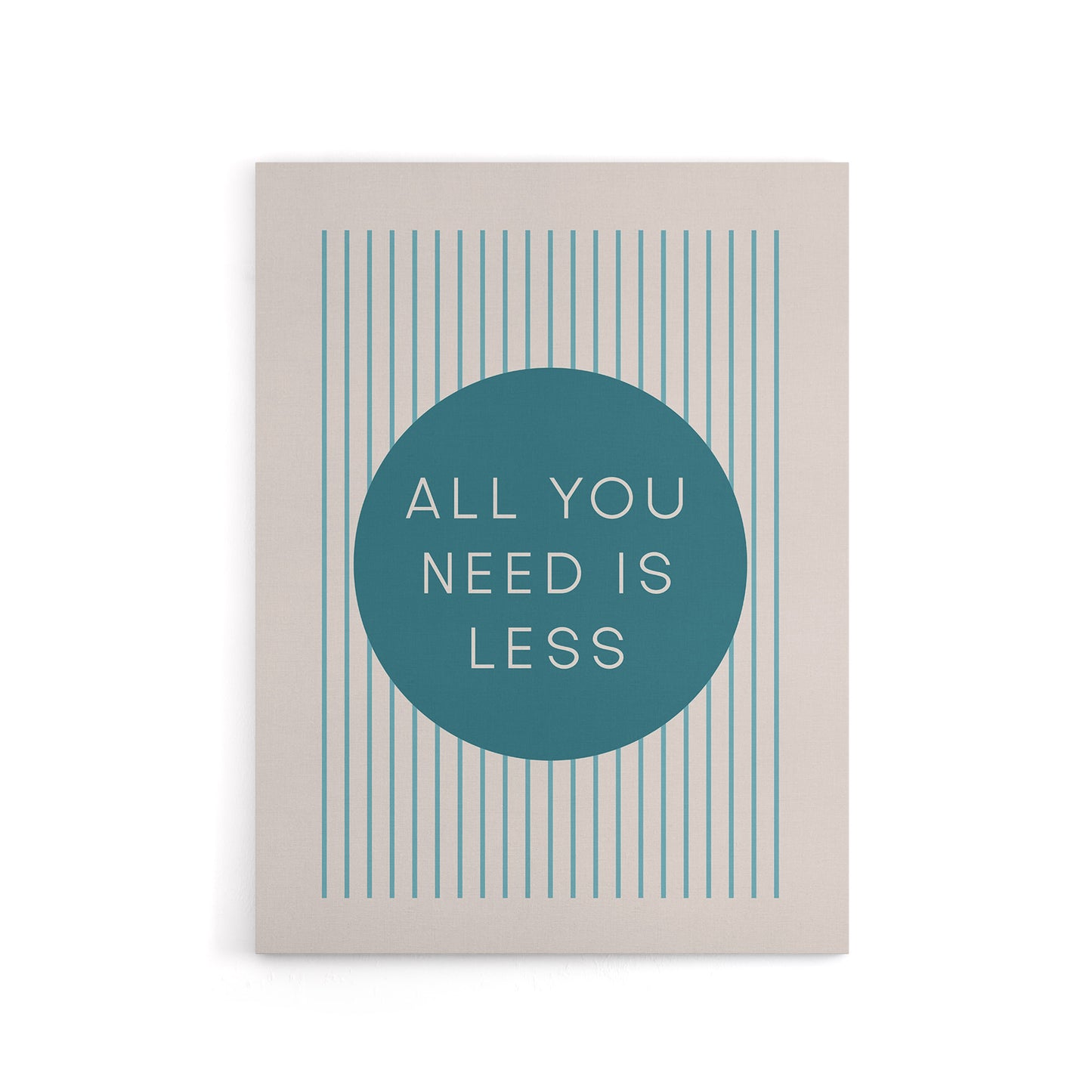 All You Need Is Less Circle Stripes Teal Simple Canvas Wall Art Print